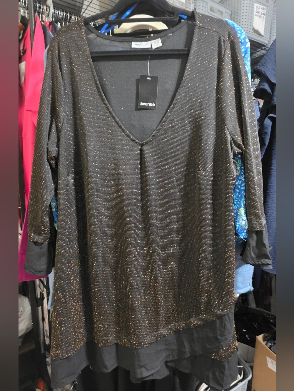 Avenue Black Tunic with Gold Metallic Sparkle